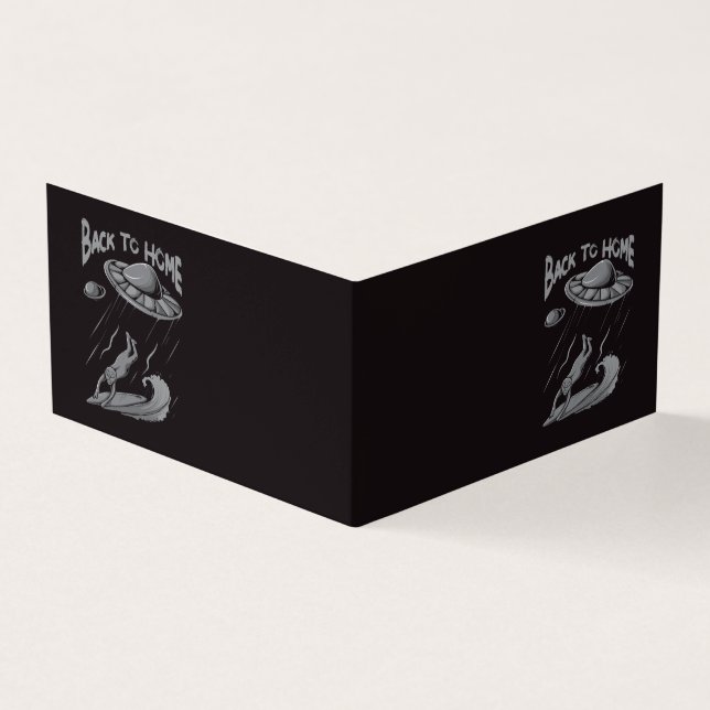 Cartão De Visita alienígena ufo surfing ilustrando com retorno ao h (Exterior)