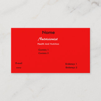 Cartão De Visita Alimentos Água