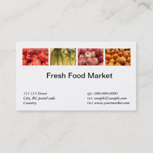 Cartão De Visita Alimentos frescos, frutas, mercado de vegetais