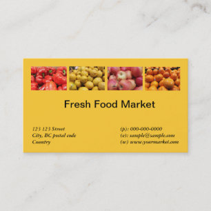 Cartão De Visita Alimentos frescos, frutas, mercado de vegetais