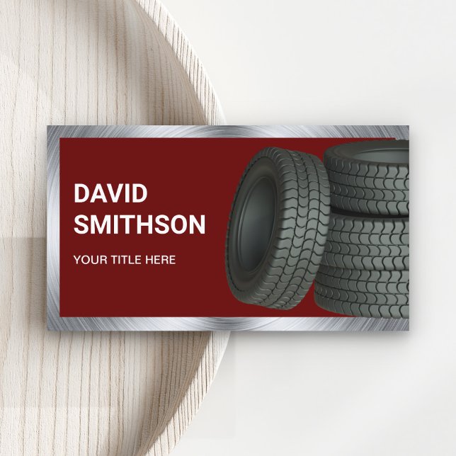 Cartão De Visita Alinhamento de Direção Rodas Vermelho Escuro Loja  (Criador carregado)