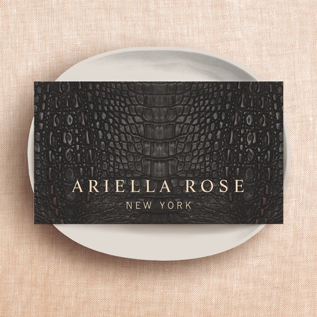 Cartão De Visita Alligador preto elegante Skin Lux Professional (Criador carregado)