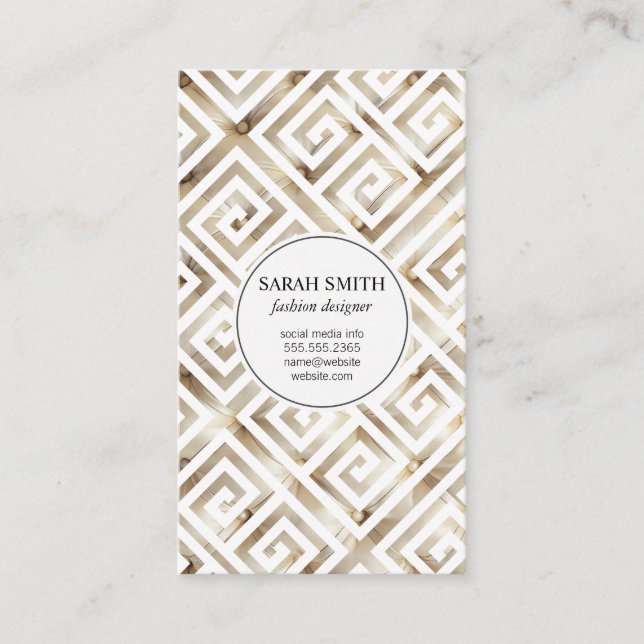 Cartão De Visita Almofada de Tecido tufada/Metálico Dourado (Frente)