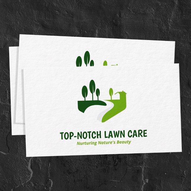 Cartão De Visita Alojamento Paisagismo Premium espesso (Lawn Care Landscaping Premium Business Cards)