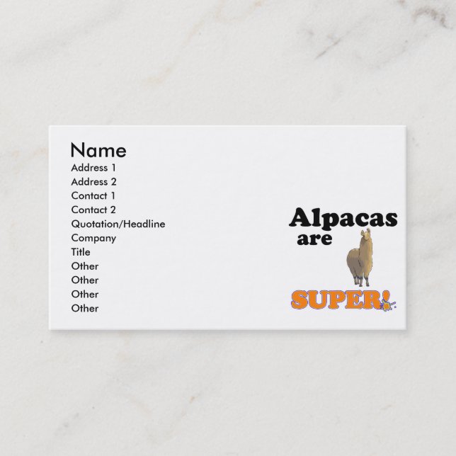Cartão De Visita alpacas são super (Frente)