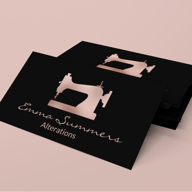 Cartão De Visita Alteraçōes de máquina de costura em Rose Gold Foil (Criador carregado)