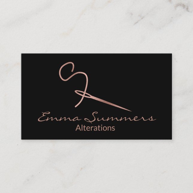 Cartão De Visita Alterações na rosa Gold Foil Thread Agulha Sew (Frente)