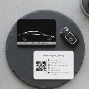 Cartão De Visita Aluguel de Carros de Luxo Preto e Branco Moderno