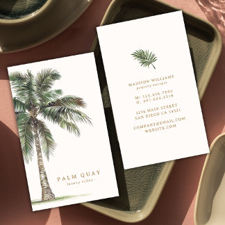 Cartão De Visita Aluguer Tropical de Palmeiras Elegante