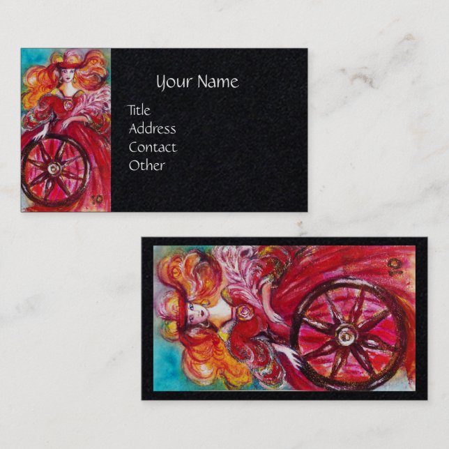 Cartão De Visita ALVO DE SOMBRAS PERDIDAS Roda de Fortune Black (Frente/Verso)