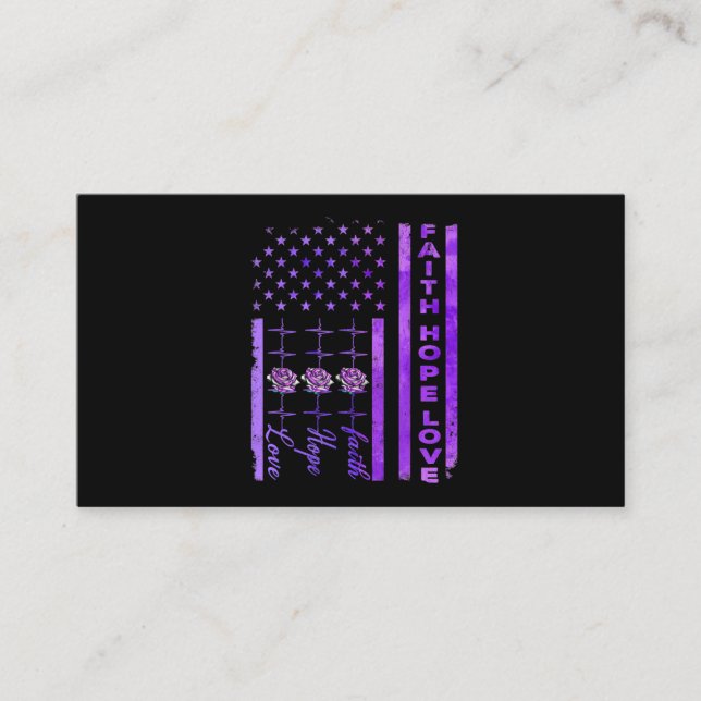 Cartão De Visita Alzheimers Sensibiliza Fé Esperança Ama Roxo (Frente)