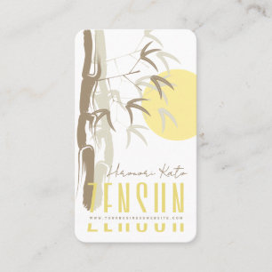 Cartão De Visita Amanhecer Amarelo Zen Folhas de Bambu Oriental Asi
