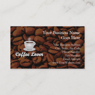 Cartão De Visita Amante do café, feijões brancos do copo/Brown
