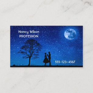 Cartão De Visita Amantes sob lua de cheio      