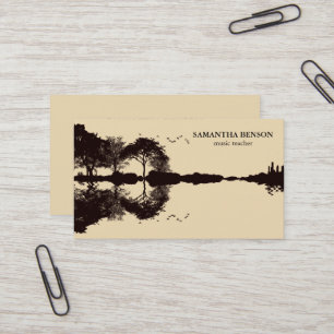 Cartão De Visita Amar Música Paisagem Sombra do Lago Elegante
