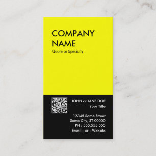 Cartão De Visita amarelo bold design seu próprio código QR