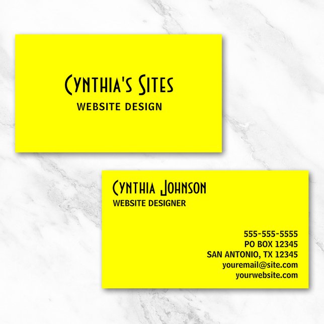 Cartão De Visita Amarelo claro (Bright Yellow Business Card)