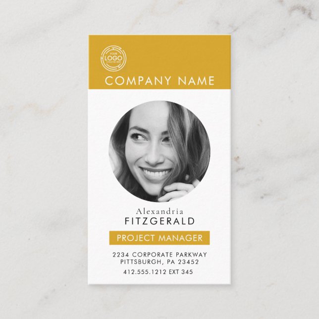 Cartão De Visita Amarelo | Código QR preto de fotos moderno (Frente)