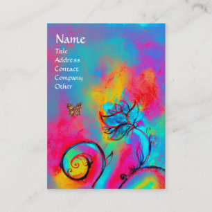 Cartão De Visita Amarelo cor-de-rosa azul LUNÁTICO das FLORES & das