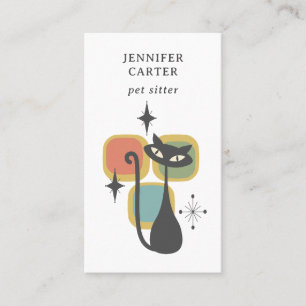 CARTÃO DE VISITA AMARELO DE MEIO SÉCULO DE GATO ATÔMICO