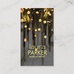 Cartão De Visita Amarelo do brilho da beleza do maquilhador