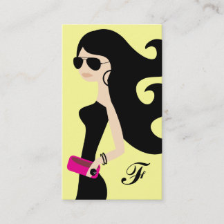 Cartão De Visita Amarelo do Brunette do Fashionista de 311