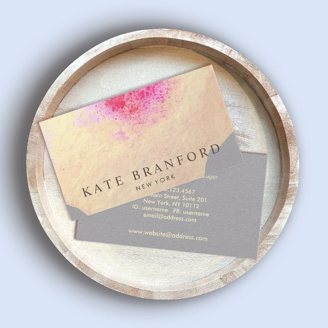 Cartão De Visita Amarelo-Dourado-Amarelo-Aquarela Grande Arte Flora (Criador carregado)