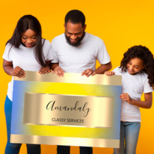 Cartão De Visita Amarelo elegante Dourado profissional