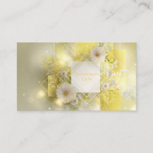 Cartão De Visita Amarelo Ensolarado Floral Geométrico Diamante Mimo