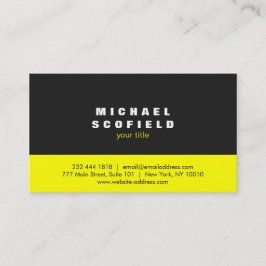 Cartão De Visita Amarelo minimalista profissional preto e do néon