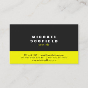 Cartão De Visita Amarelo minimalista profissional preto e do néon