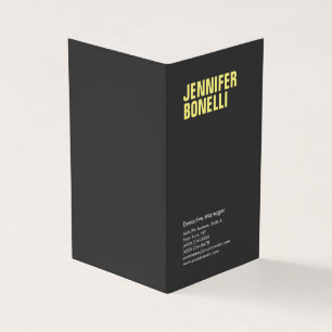 Cartão De Visita Amarelo negro minimalista profissional moderno