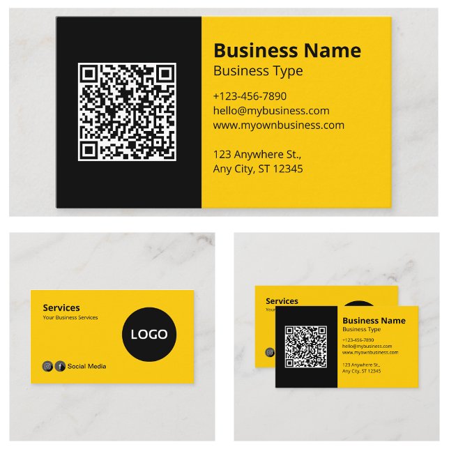 Cartão De Visita Amarelo Negro Moderno (Black Yellow Modern Business Cards Online
)