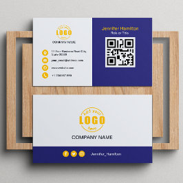 Cartão De Visita Amarelo roxo profissional adicione o seu código QR