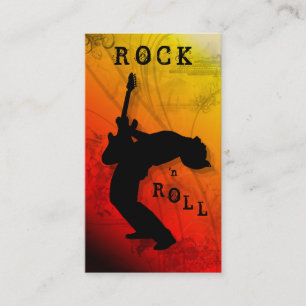 Cartão De Visita Amarelo vermelho da música da guitarra dos cartõ