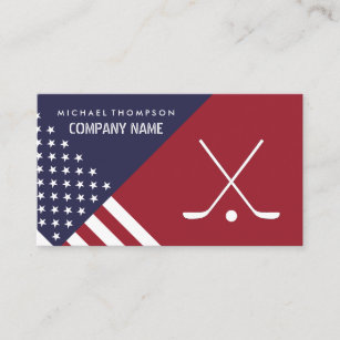 Cartão De Visita American Flag, jogador de hóquei, treinador de hóq
