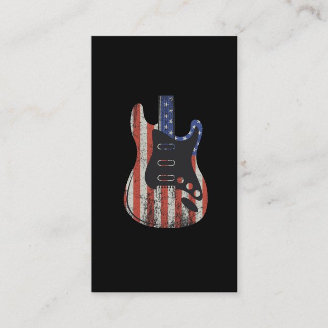Cartão De Visita American Guitar Player US Flag Music Lover (Frente)