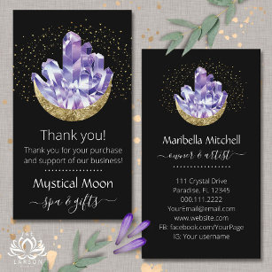 Cartão De Visita Ameyst Crystal Crescent Moon Customer Obrigado