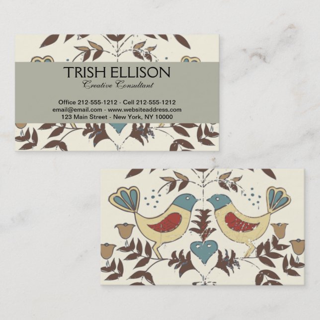 Cartão De Visita Amish Hex Sinal Bird Americana da Pensilvânia Hola (Frente/Verso)