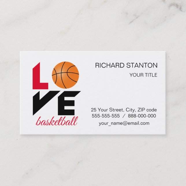 Cartão De Visita Amor, basquete (Frente)