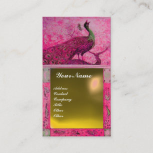 Cartão De Visita AMOR DE CASAMENTO PEACOCK MONOGRAMA amarelo rosa t