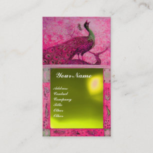 Cartão De Visita AMOR DE CASAMENTO PEACOCK MONOGRAMA amarelo rosa t