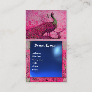 Cartão De Visita AMOR DE NOIVADO PAVÃO MONOGRAMA rosa azul safira