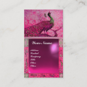Cartão De Visita AMOR DE NOIVADO PAVÃO MONOGRAMA rosa roxo ametista