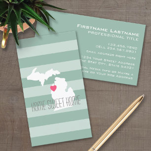 Cartão De Visita Amor do estado de origem do mapa de Michigan com