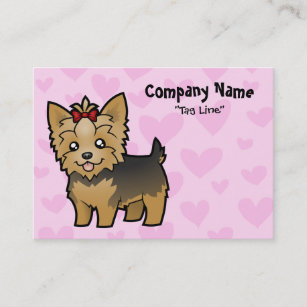 Cartão De Visita Amor do yorkshire terrier (cabelo curto com arco)
