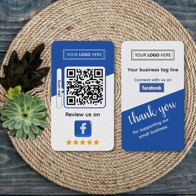 Cartão De Visita Análise de Negócios do Facebook com Código QR (Facebook review request cards)