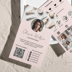 Cartão De Visita Análise do Instagram para Ligar o Código QR a Rosa