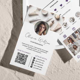 Cartão De Visita Análise do Instagram para ligar o código QR roxo