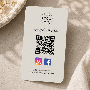 Cartão De Visita Análise QR para Ligar   Cinza Instagram no Facebo